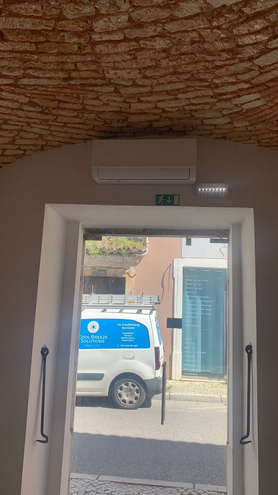 Shop installation with the Cool Breeze van outside