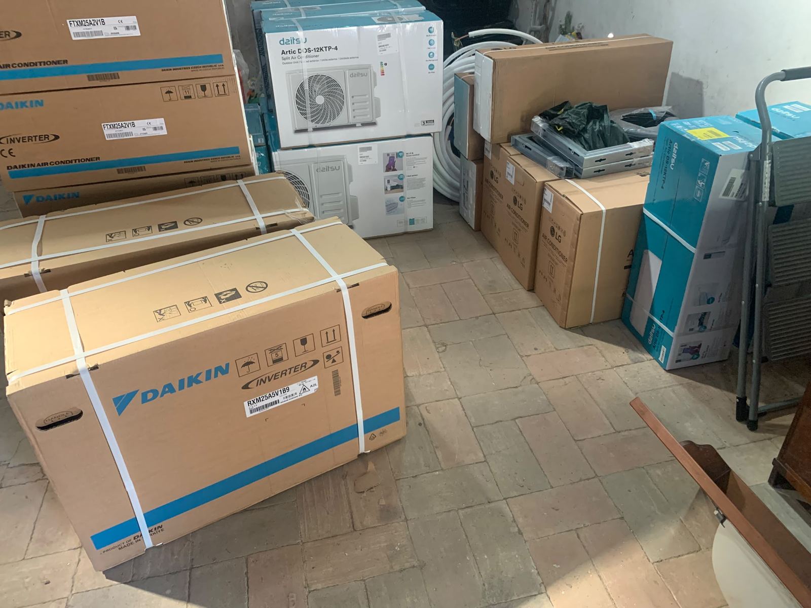 Daikin, LG and Daitsu air conditioning units ready to install